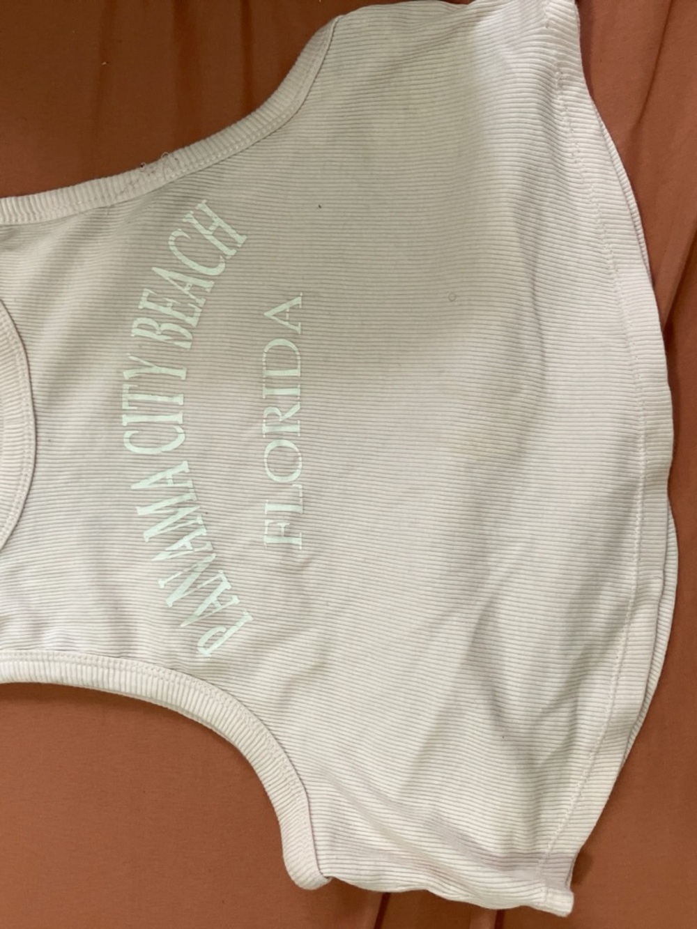 White Ribbed Crop Tank with 'Panama City Beach Florida' Print
